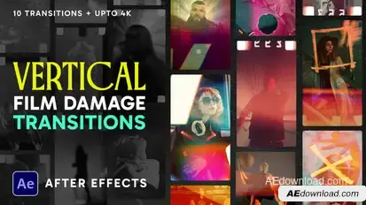 Vertical Film Damage Transitions Elements template preview