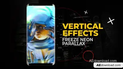 Vertical Freeze Neon Parallax Effects | After Effects Elements template preview