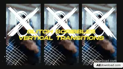 Vertical Glitch Scribbles Elements Transitions Elements template preview