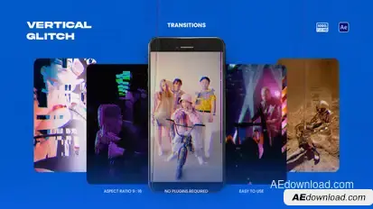 Vertical Glitch Transitions Elements template preview