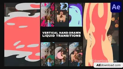 Vertical Hand Drawn Liquid Transitions | After Effects Elements template preview