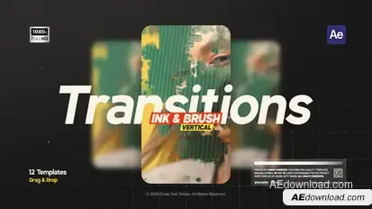 Vertical Ink & Brush Transitions Elements template preview
