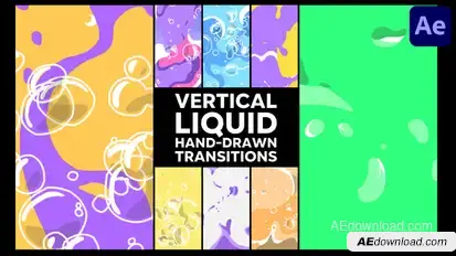 Vertical Liquid Hand Drawn Transitions | After Effects Elements template preview