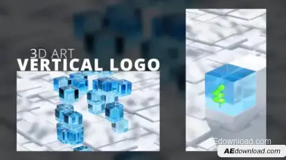 Vertical logo 3D art Logo Stings template preview