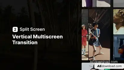 Vertical Multiscreen Transition - 2 Split Screen Video Displays template preview