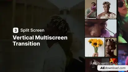 Vertical Multiscreen Transition - 3 Split Screen Elements template preview