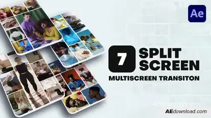 Vertical Multiscreen Transition - 7 Split Screen Elements template preview