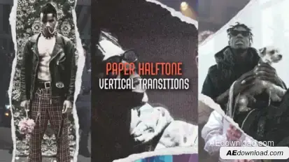 Vertical Paper Halftone Transitions Elements template preview