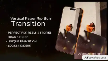 Vertical Paper Rip Transition Elements template preview