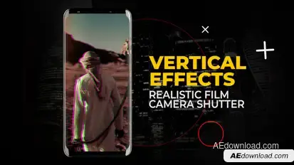Vertical Realistic Film Camera Shutter | After Effects Elements template preview