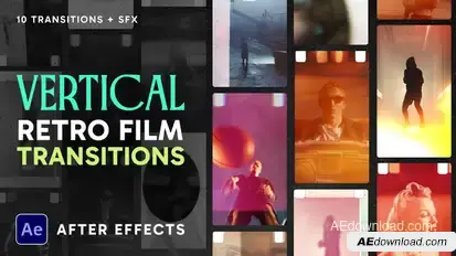 Vertical Retro Film Transitions Elements template preview