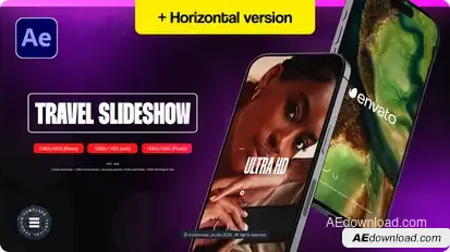 Vertical Travel Intro Video Displays template preview
