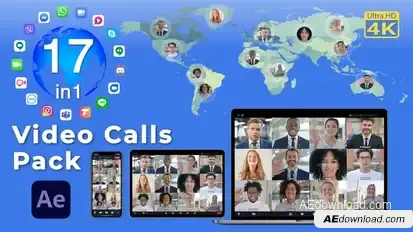 Video Calls Pack 17 in 1 Elements template preview