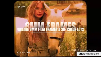 Vintage 8MM Film Frames & 30+ Color LUTs Elements template preview