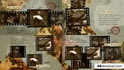 Vintage Documentary Timeline Slideshow Template Titles template preview