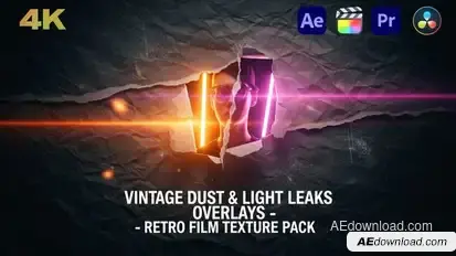 Vintage Dust & Light Leaks Overlays – Retro Film Texture Pack Elements template preview