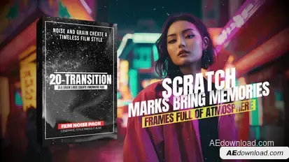 Vintage Film Grain Transitions – Cinematic Noise & Scratch Pack Elements template preview