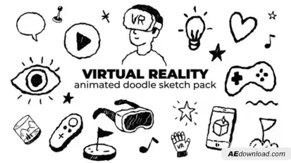 Virtual Reality - Animated Doodle Sketch Pack Elements template preview