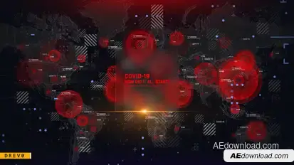 Virus Map Intro/ Corona Virus Covid-19/ DNA/ HUD UI/ Medical Digital Opener/ Pandemic/ World Terror Openers template preview