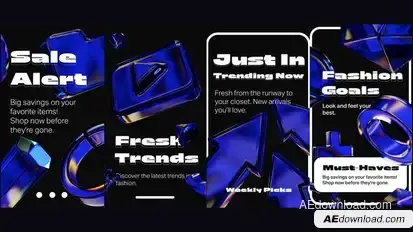 Vivid Blue Iridescent Shapes Bundle Titles template preview