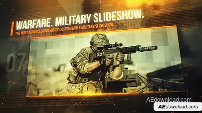 Warfare. Military Slideshow. Video Displays template preview