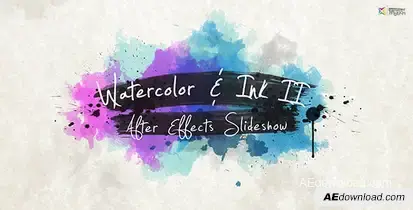 Watercolor & Ink Slideshow 2 Video Displays template preview