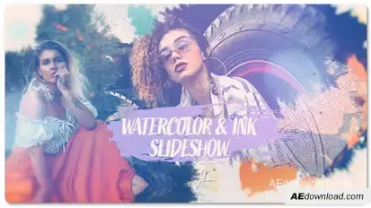 Watercolor & Ink Slideshow Video Displays template preview