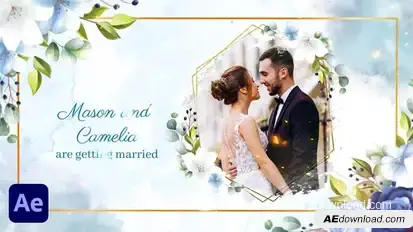 Watercolor and Floral Wedding Invitation Video Displays template preview
