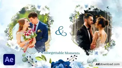WaterColor and Floral Wedding Slideshow Video Displays template preview