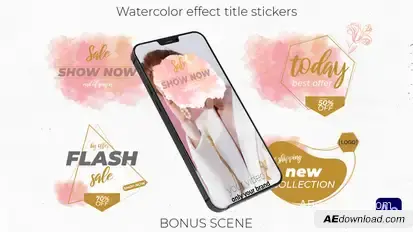 Watercolor effect title stickers, labels Titles template preview
