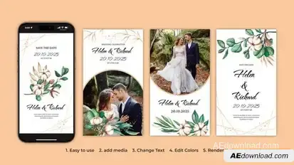 Videohive Watercolor Floral Wedding Instagram Stories Openers template preview