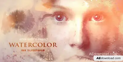 Watercolor Ink Slideshow Video Displays template preview