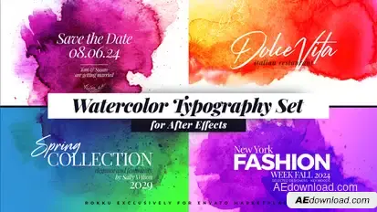 Watercolor Inks Typography Titles template preview