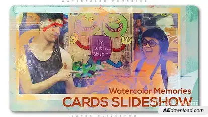 Watercolor Memories Cards Slideshow Video Displays template preview