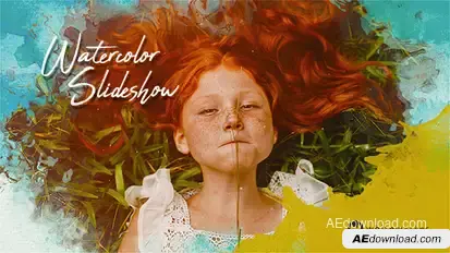 Watercolor Slideshow Video Displays template preview