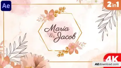 Watercolor Wedding Invitation Video Displays template preview