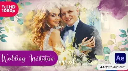 Watercolor Wedding Invitation || Wedding Slideshow Video Displays template preview