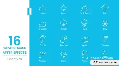 Weather Icon Line pack Openers template preview