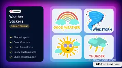 Weather Stickers Elements template preview