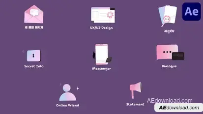 Web UI Icons And Titles for After Effects Titles template preview