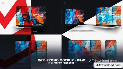 Website Presentation Devices Mockup - Black & White Product Promo template preview