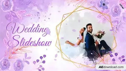Wedding Watercolor Purple Video Displays template preview
