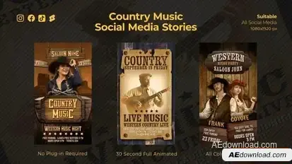 Western Music Instagram Stories Openers template preview