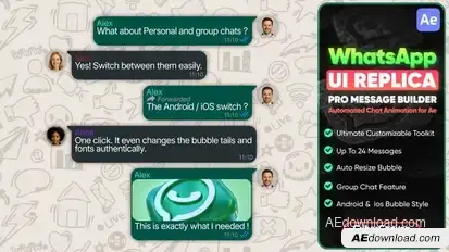 WhatsApp UI Replica - Pro Message Builder Elements template preview