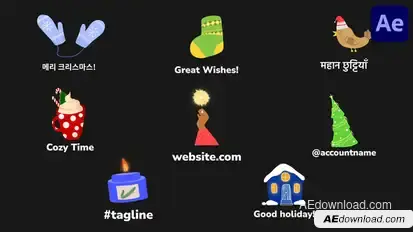 Winter Christmas Comfort Icons And Titles for After Effects Titles template preview