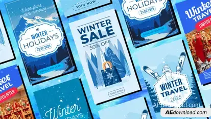 Winter Frost Snow Instagram Christmas Holidays Reels 2 Openers template preview