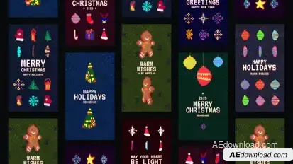 Winter Holiday Pixel Stories Openers template preview
