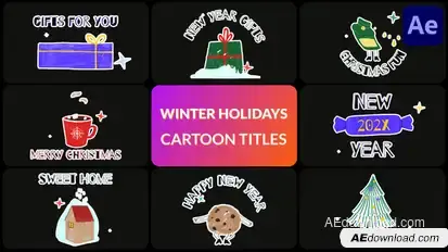 Winter Holidays Cartoon Titles | After Effects Titles template preview