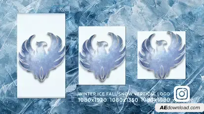 Winter Ice Fall Snow Vertical Story Reel Logo Opener Openers template preview