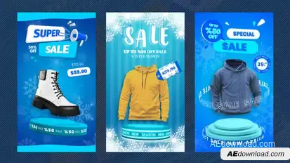 Winter Sale Stories Video Displays template preview
